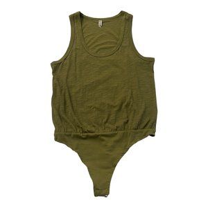 Intimately Free People Gauze Cotton Sleeveless Tee Off Bodysuit in Olive Size SP